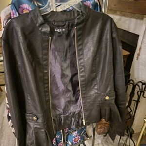 NWT Baccini Faux Leather jacket. Black in color